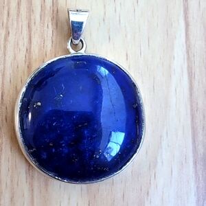 Handmade blue lapis pendant silver